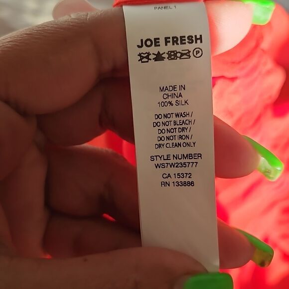 Joe Fresh Ladies Silk Blouse Elastic Waist With Peplum Hem Small Red - Picture 8 of 16